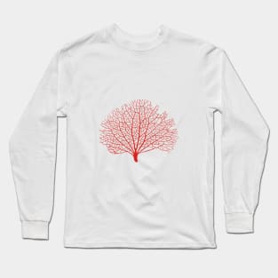 red sea fan coral silhouette Long Sleeve T-Shirt